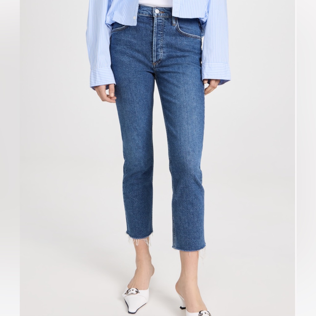 Women’s Agolde Riley High Rise Straight Crop Denim Jeans